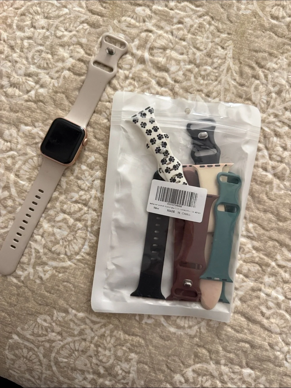 Apple Smartwatch with Beige Sport Band